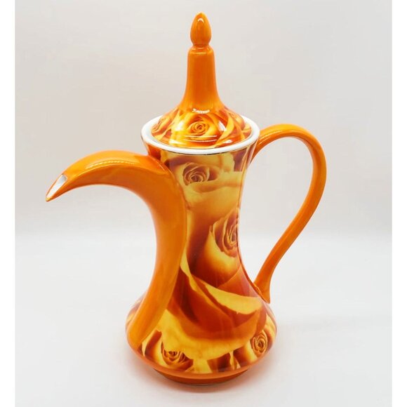 Vintage Rose Arabian Coffee Pot Dallah Kitschy Decor Disney Alladin